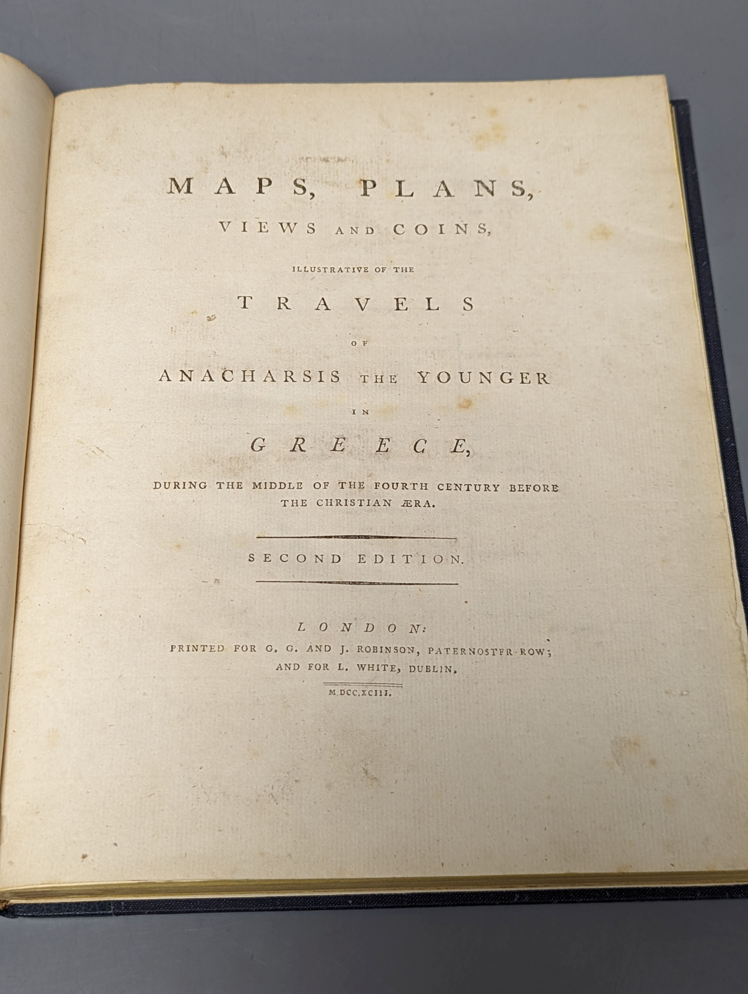 [Barthelemy, Jean Jacques] - Maps, Plans, Views and Coins, illustrative of the Travels of Anacharsis ... 2nd edition. 31 engraved maps and views (some folded or d-page)